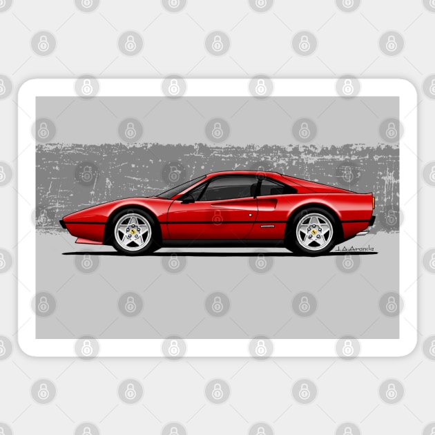 My drawing of the red Maranello Italian classic sports car Magnet by jaagdesign